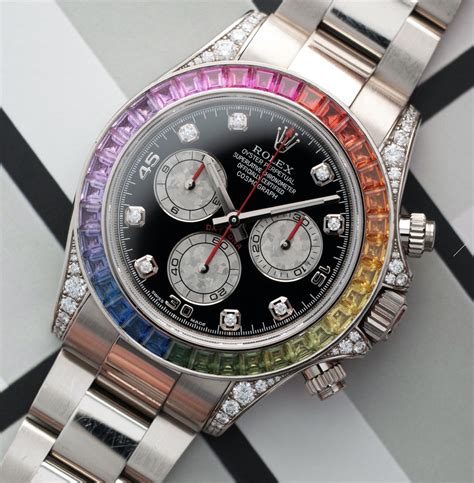 rolex daytona rainbow white face replica|rolex daytona rainbow for sale.